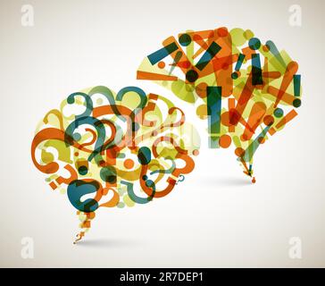 Questions and Answers - abstract illustration made from question and exclamation mark Stock Vector