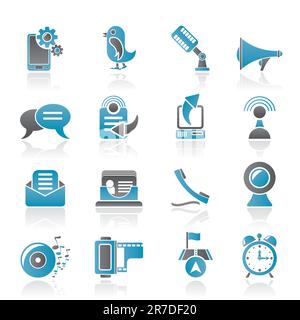 Mobile Phone and communication icons - vector icon set Stock Vector
