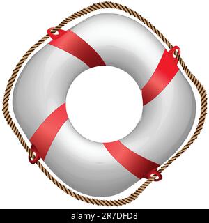 twisted red life buoy, abstract vector art illustration Stock Vector