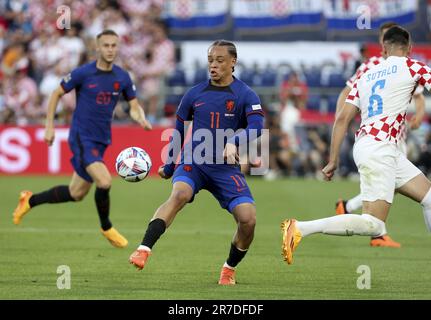 Rotterdam, Netherlands, 14/06/2023, Xavi Simons of Netherlands during the UEFA Nations League, Semi-finals football match between Netherlands and Croatia on June 14, 2023 at Stadion Feijenoord 'De Kuip' in Rotterdam, Netherlands Stock Photo