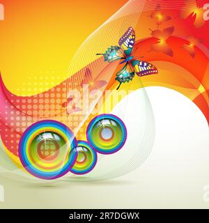 Colorful background with butterfly Stock Vector