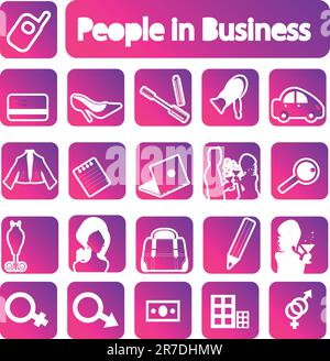People in business icons collection. emblems set Stock Vector