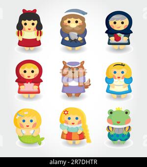 cartoon story people icon set Stock Vector