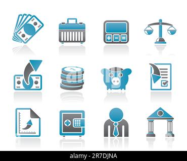 Bank, business and finance icons - vector icon set Stock Vector