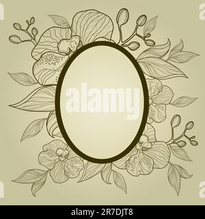 Vector vintage frame with flowers - orchid (from my big 'Frame collection') Stock Vector