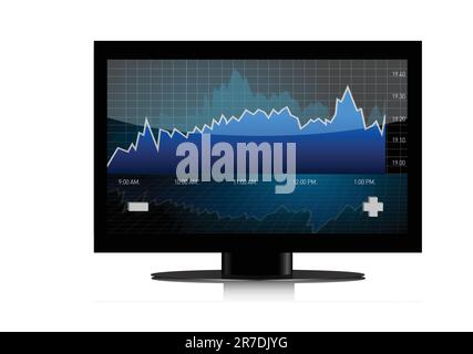 computer screen with financial data and charts Stock Vector