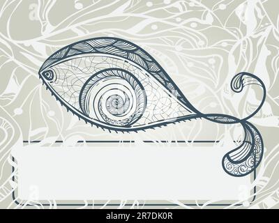 vector eye shaped fish with frame for your text Stock Vector