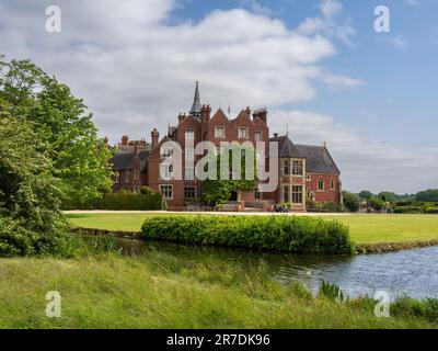 Madresfield Court, a Tudor moated country house with Victorian additions, Malvern, Worcestershire, UK Stock Photo