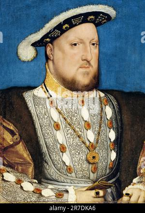 Henry VIII of England (1491-1547), portrait painting in oil on panel by Hans Holbein the Younger, circa 1537 Stock Photo