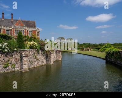 Madresfield Court, a Tudor moated country house with Victorian additions, Malvern, Worcestershire, UK Stock Photo