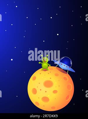 Funny alien cartoon Stock Vector