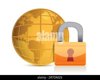 Global security concept illustration design isolated over a white background Stock Vector