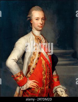 Leopold II (1747-1792), Holy Roman Emperor, King of Hungary and Bohemia and Archduke of Austria (1790 to 1792), and Grand Duke of Tuscany (1765 to 1790), portrait painting in oil on panel by Anton Raphael Mengs, 1770 Stock Photo