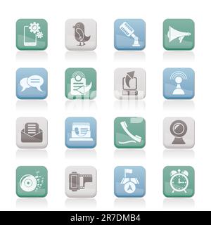 Mobile Phone and communication icons - vector icon set Stock Vector