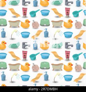 cartoon Bathroom Equipment seamless pattern Stock Vector
