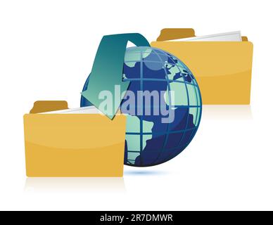 Date transferring around the world concept design Stock Vector