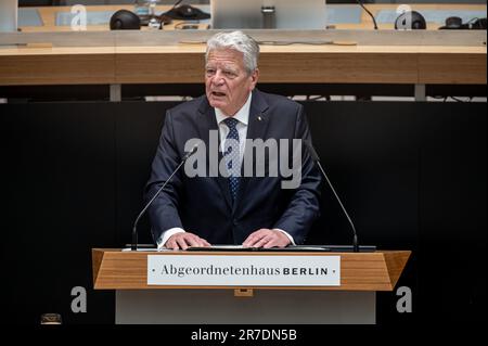 Berlin, Germany. 15th June, 2023. Joachim Gauck, former German President, speaks at the commemoration of the 1953 popular uprising in the plenary session of the Berlin House of Representatives. Credit: Fabian Sommer/dpa/Alamy Live News Stock Photo