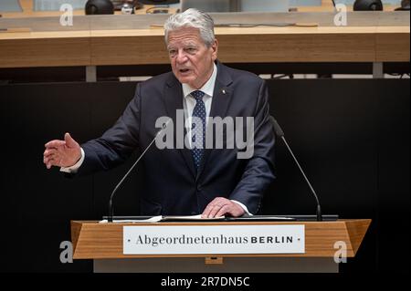 Berlin, Germany. 15th June, 2023. Joachim Gauck, former German President, speaks at the commemoration of the 1953 popular uprising in the plenary session of the Berlin House of Representatives. Credit: Fabian Sommer/dpa/Alamy Live News Stock Photo