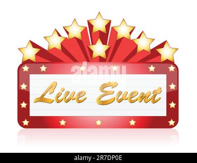 Live event red Star Neon theater / Movie Sign Stock Vector