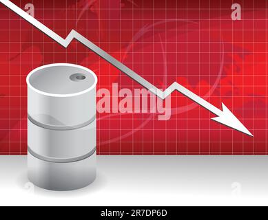 oil prices falling down concept illustration Stock Vector