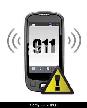 911 emergency call illustration design over white Stock Vector