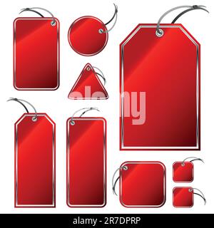 set of red tags,  this illustration may be useful as designer work Stock Vector
