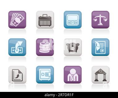 Bank, business and finance icons - vector icon set Stock Vector