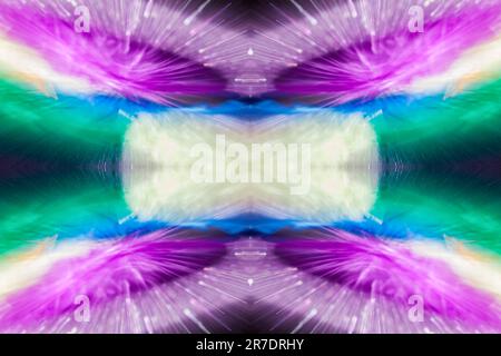 Abstract background. Defocused background of shining glowing lines and spots. Concept of plasma, space, creation process, movement of light particles. Stock Photo