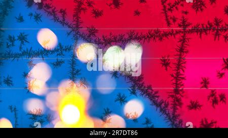 Christmas card.Abstract use of bokeh blur red and blue for background, abstract backdrop. Bokeh Light Shimmering Blur Lights Bicolor Background Abstra Stock Photo