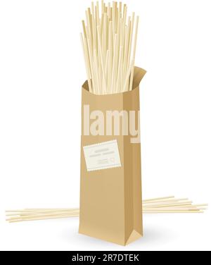 Realistic package spaghetti. Illustration on white background Stock Vector