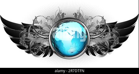 world with ornate frame, this illustration may be useful as designer work Stock Vector