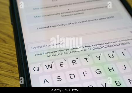 AI Chatbot ChatGPT on smartphone Stock Photo