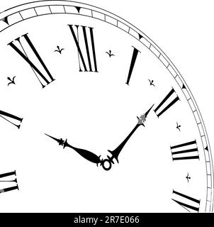 detailed illustration of an old clock face with perspective angle, eps8 vector Stock Vector