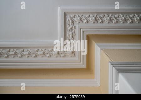 Ornate coving on the ceiling of a period property in the UK Stock Photo