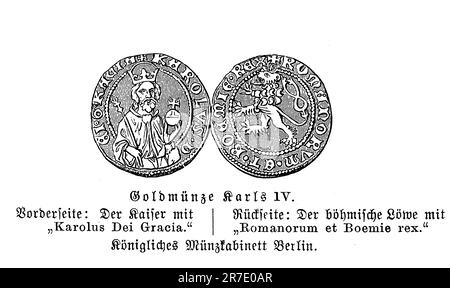 Golden medal of Charles IV Holy Roman Emperor and king of Bohemia Stock Photo