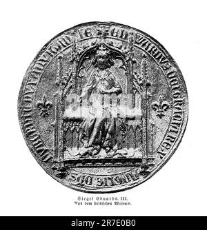 Seal of Edward III king of England (1312 - 1377) under his reign begins the Hundred Years’ War with France Stock Photo