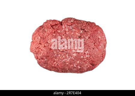 Minced beef meat isolated on white background. Top view of raw minced beef meat isolated. Ground meat pattern Stock Photo