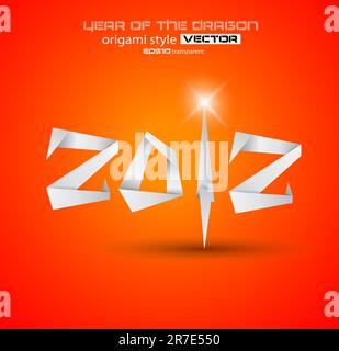 2012 Year of the Dragon backgroud. Original origami style 2012 for new year celebration posters, brochures or flyers. Stock Vector