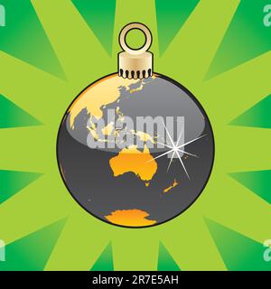 fully editable colored christmas bulb with world globe layout Stock Vector