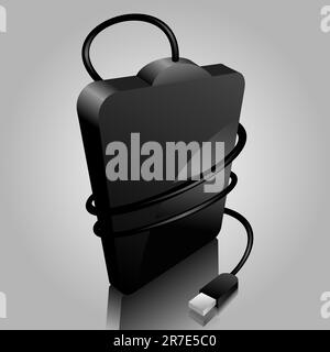 iconic vector illustration of a black portable hard disc Stock Vector