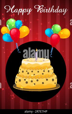 illustration of abstract birthday card on white background Stock Vector