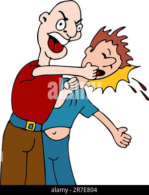 An image of a man being punched in the face. Stock Vector