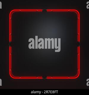 Neon sign. Square frame with red glowing. Electric bright 3d rectangle ...