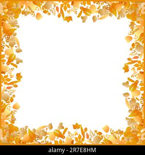 Illustration autumn frame made of various leaves - vector Stock Vector