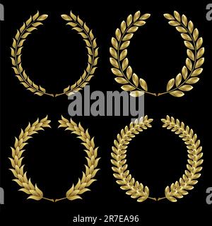 Set from black laurel wreath on the white background Stock Vector Image ...