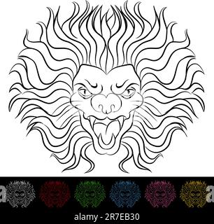 An image of a lion head drawing. Stock Vector