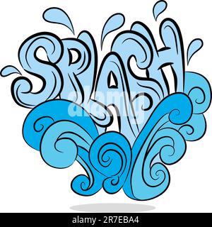 An image of a water splash sound effect text. Stock Vector