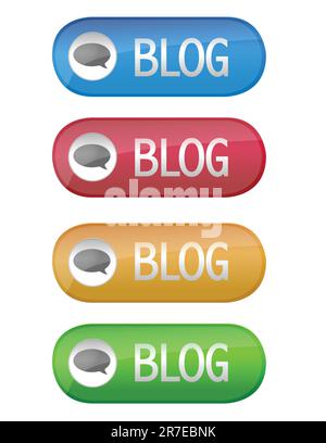 Blog buttons isolated over a white background Stock Vector