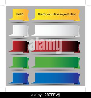 An image of a gold folded speech bubble ribbon button set. Stock Vector