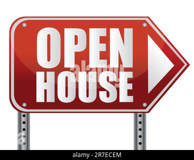 Open house sign isolated over a white background Stock Vector